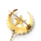 Antique Celestial Brooch - Victorian 18k Yellow Gold Seed Pearl Gemstones - Circa 1890s Era Crescent Moon & Star Pin Fine Statement Jewelry