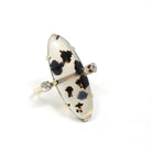 Dendritic Agate Ring - Edwardian 18k Yellow Gold & Platinum Cabochon Cut Gem- Antique Circa 1900s Era Size 6 1/2 Diamond Accent Fine Jewelry