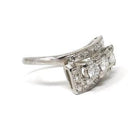 Mid Century Diamond Ring - Vintage 14k White Gold Natural .90 CTW Cocktail Bypass Band - Circa 1950s Era Size 6 1/2 Fine Statement Jewelry