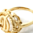 Letter "D" Ring - Estate 14k Yellow Gold Natural Diamond Twisted Rope Design - Vintage Circa 1990s Era Size 4 1/4 Statement 90s Fine Jewelry
