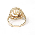 Letter "D" Ring - Estate 14k Yellow Gold Natural Diamond Twisted Rope Design - Vintage Circa 1990s Era Size 4 1/4 Statement 90s Fine Jewelry