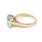 Modern Aquamarine Ring - Estate 18k Yellow Gold Emerald Cut 2.14 CT Blue Gem - Estate Circa 2000s Era Size 5 1/2 March Birthstone Jewelry