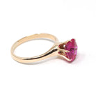 Created Ruby Ring - Mid Century 10k Yellow Gold Round Faceted 1.90 CT Red Pink Stone - Vintage Circa 1940s Era Size 5 3/4 Solitaire Jewelry