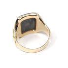 Vintage Hematite Ring - Mid Century 10k Yellow Gold Intaglio Carved Gray Gem - Circa 1940s Era Size 8 1/2 Statement Fine Unisex 40s Jewelry