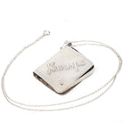 Vintage Stamp Book Locket - Estate English Sterling Silver Collectors Pendant Necklace - Circa 1990s Era Square Memento Keepsake Jewelry