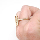 Vintage Abacus Ring - Retro 14k Yellow Gold Articulated Ancient Calculator - Circa 1960s Era Size 7 Educator Teacher Statement Fine Jewelry