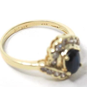 Sapphire & Diamond Halo Ring - Estate 14k Yellow Gold Oval Floral Cluster - Modern Circa 2000s Era Size 7 1/2 Engagement Fine Bridal Jewelry