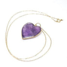 Amethyst Heart Necklace - Modern Estate 18k Yellow Gold Bezel Natural Gemstone Pendant Charm - Circa 2000s Fine February Birthstone Jewelry