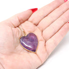 Amethyst Heart Necklace - Modern Estate 18k Yellow Gold Bezel Natural Gemstone Pendant Charm - Circa 2000s Fine February Birthstone Jewelry