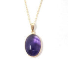 Amethyst Charm Necklace - Modern Estate 14k Yellow Gold Bezel Natural Gemstone Pendant Charm - Circa 2000s Fine February Birthstone Jewelry