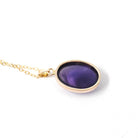 Amethyst Charm Necklace - Modern Estate 14k Yellow Gold Bezel Natural Gemstone Pendant Charm - Circa 2000s Fine February Birthstone Jewelry