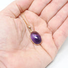 Amethyst Charm Necklace - Modern Estate 14k Yellow Gold Bezel Natural Gemstone Pendant Charm - Circa 2000s Fine February Birthstone Jewelry