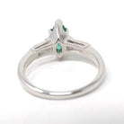 Vintage Emerald & Diamond Ring - Mid Century Platinum Natural Green Marquise Gem Engagement - Circa 1960s Era Size 6 1/4 May Fine Jewelry