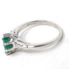 Vintage Emerald & Diamond Ring - Mid Century Platinum Natural Green Marquise Gem Engagement - Circa 1960s Era Size 6 1/4 May Fine Jewelry