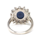Created Star Sapphire Ring - Mid Century 14k White Gold .68 CT Blue Stone .18 CTW Diamond Halo - Circa 1950s Size 4 3/4 Fine Bridal Jewelry