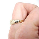 Modern Mizpah Band - English 9k Yellow Gold Birmingham Hallmark Ring - Circa 2000s Era Size 9 Victorian Style Fine Symbolic Stacking Jewelry