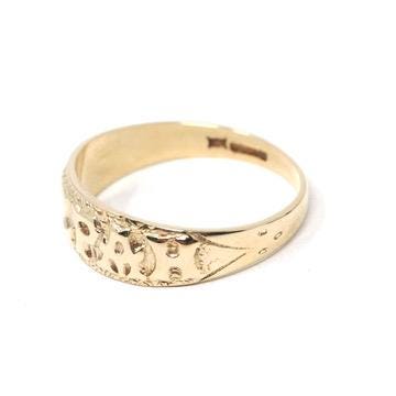 Modern Mizpah Band - English 9k Yellow Gold Birmingham Hallmark Ring - Circa 2000s Era Size 9 Victorian Style Fine Symbolic Stacking Jewelry