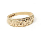 Modern Mizpah Band - English 9k Yellow Gold Birmingham Hallmark Ring - Circa 2000s Era Size 9 Victorian Style Fine Symbolic Stacking Jewelry
