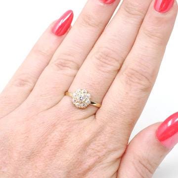 Antique Diamond Halo Ring - Edwardian Era Natural .63 CTW Old European Cut Cluster - Circa 1900s Size 6 1/4 Flower Fine Engagement Jewelry