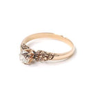 Victorian Diamond Ring - Antique 14k Rosy Yellow Gold .49 CT Old Mine Cut Handmade Solitaire - Circa 1890s Size 7 Fine Floral Bridal Jewelry