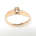 Victorian Diamond Ring - Antique 14k Rosy Yellow Gold .49 CT Old Mine Cut Handmade Solitaire - Circa 1890s Size 7 Fine Floral Bridal Jewelry