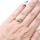Toi Et Moi Ring - Modern 18k Yellow Gold & Platinum .50 CTW Two Stone Bypass Band - Estate Hallmarked 1989 Size 5 Fine Jewelry