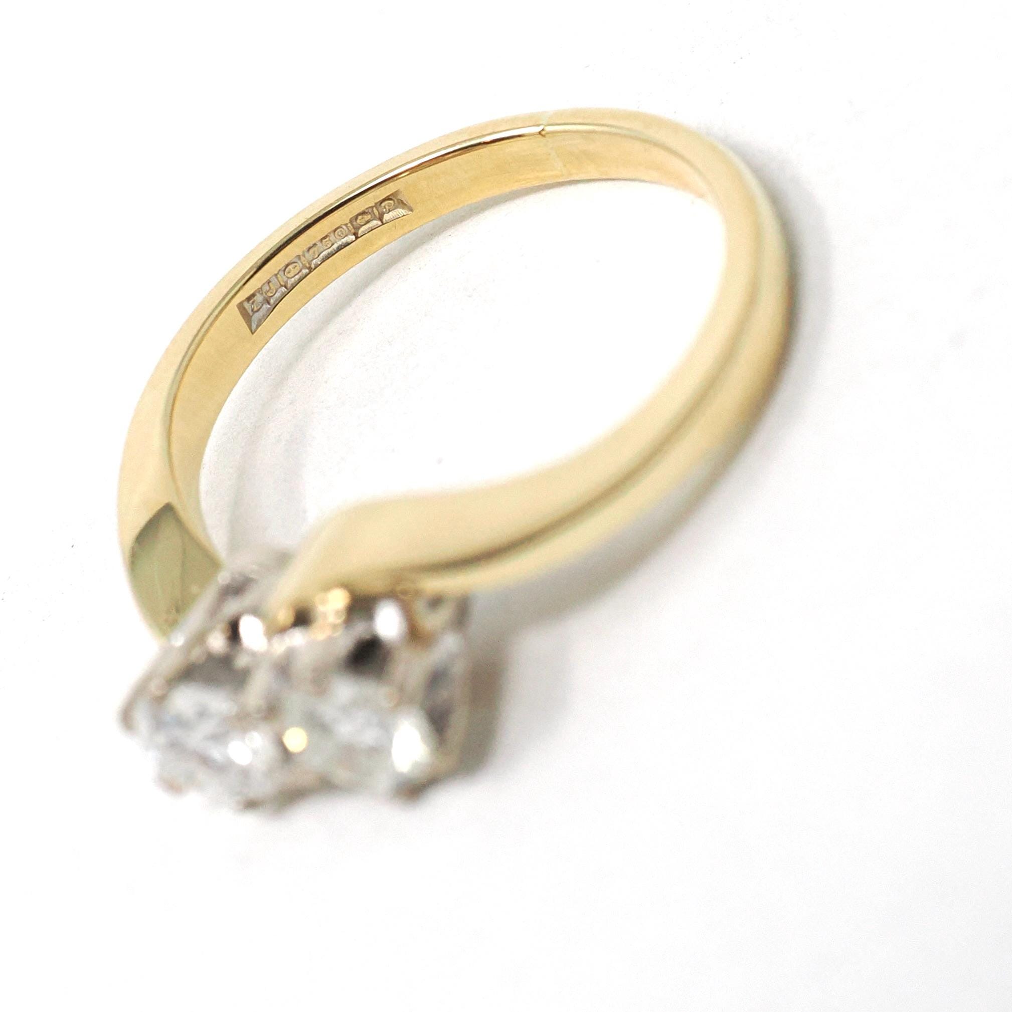 Toi Et Moi Ring - Modern 18k Yellow Gold & Platinum .50 CTW Two Stone Bypass Band - Estate Hallmarked 1989 Size 5 Fine Jewelry