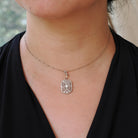 Art Deco Necklace - Vintage 10k White Gold .07 CT Diamond Necklace Lavalier - Circa 1930s Era Filigree Flower Simulated Pearl Fine Jewelry