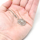 Art Deco Necklace - Vintage 10k White Gold .07 CT Diamond Necklace Lavalier - Circa 1930s Era Filigree Flower Simulated Pearl Fine Jewelry