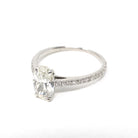 Oval Diamond Ring - Modern Platinum Natural 2.22 CTW Classic Accented Engagement - Circa 2000s Era Size 9 1/4 Fine Bridal Wedding Jewelry