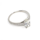 Oval Diamond Ring - Modern Platinum Natural 2.22 CTW Classic Accented Engagement - Circa 2000s Era Size 9 1/4 Fine Bridal Wedding Jewelry