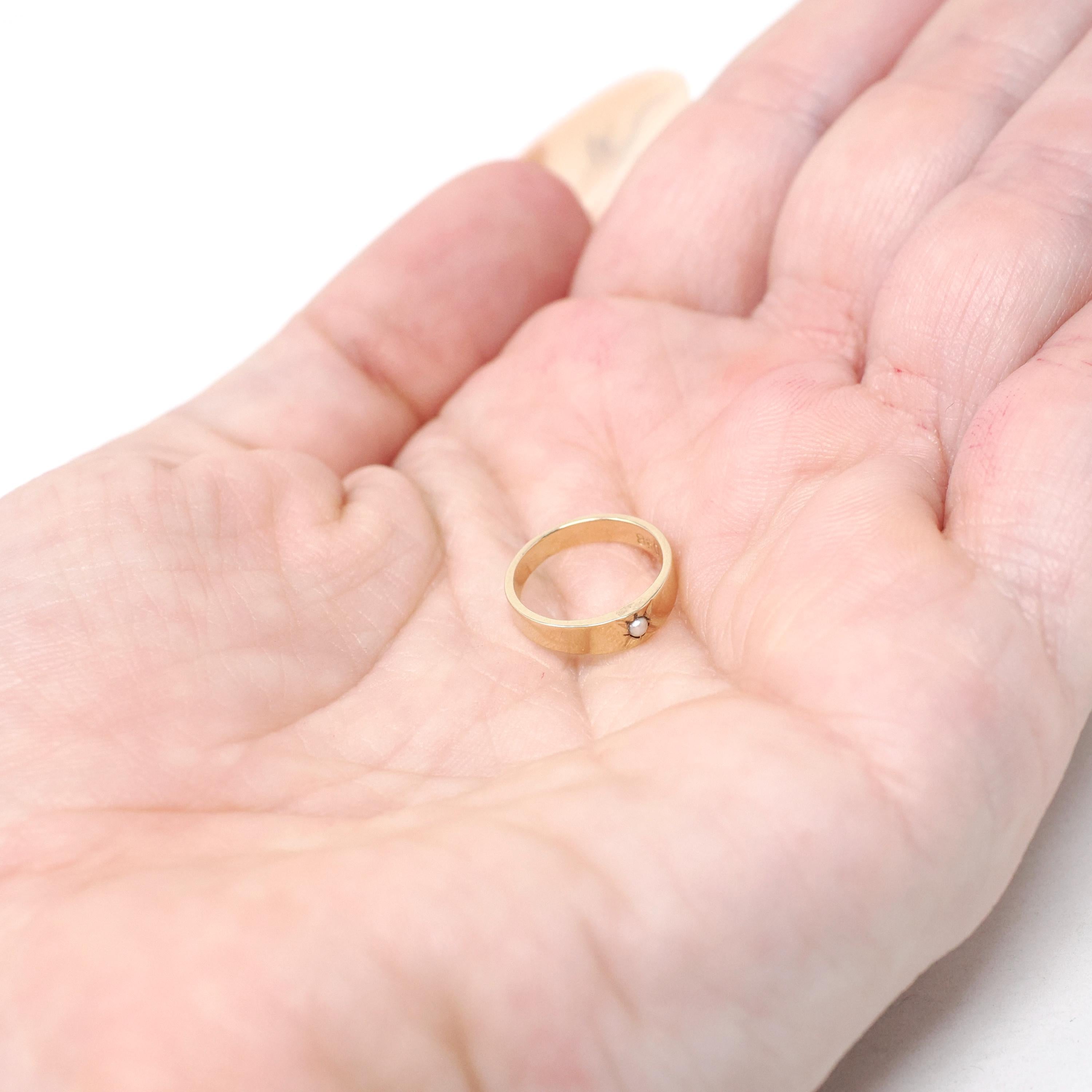 Antique Baby Ring - Edwardian 10k Yellow Gold Seed Pearl Midi - Vintage 1910s Era Size 1/4 Children's OB Ostby Barton Dainty Fine Jewelry