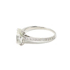 Oval Diamond Ring - Modern Platinum Natural 2.22 CTW Classic Accented Engagement - Circa 2000s Era Size 9 1/4 Fine Bridal Wedding Jewelry