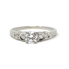 Art Deco Engagement Ring - Rare Vintage 20k White Gold Natural .43 CTW Diamonds - Circa 1930s Era Size 6 1/4 Fine Celestial Bridal Jewelry