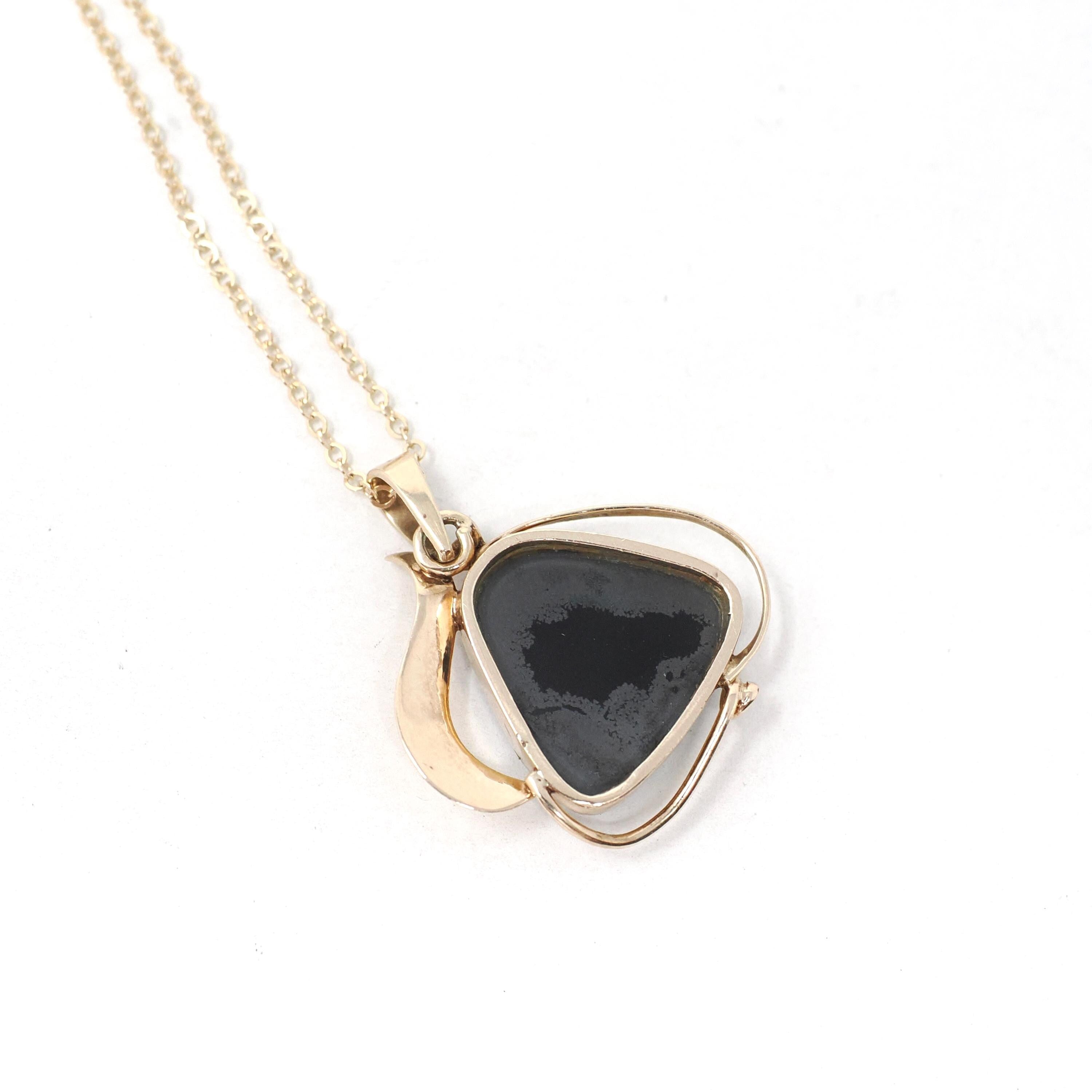 Opal Triplet Pendant - Estate 9ct Yellow Gold Cabochon Cut Necklace Charm - Modern Circa 2000s Era Statement October Birthstone Fine Jewelry