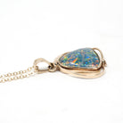 Opal Triplet Pendant - Estate 9ct Yellow Gold Cabochon Cut Necklace Charm - Modern Circa 2000s Era Statement October Birthstone Fine Jewelry