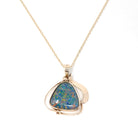 Opal Triplet Pendant - Estate 9ct Yellow Gold Cabochon Cut Necklace Charm - Modern Circa 2000s Era Statement October Birthstone Fine Jewelry