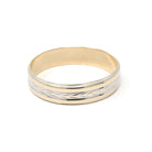 Two Tone Wedding Band - Vintage 14k Yellow & White Gold Unisex Bridal Standard Fit Ring - Retro Circa 1960s Size 12 1/2 Wheat Fine Jewelry