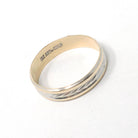 Two Tone Wedding Band - Vintage 14k Yellow & White Gold Unisex Bridal Standard Fit Ring - Retro Circa 1960s Size 12 1/2 Wheat Fine Jewelry