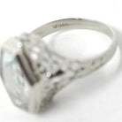 Vintage Aquamarine Ring - Art Deco 14k White Gold Light Blue Hexagon Gemstone - Circa 1930s Era Size 5 1/4 Lovebird Filigree Fine Jewelry