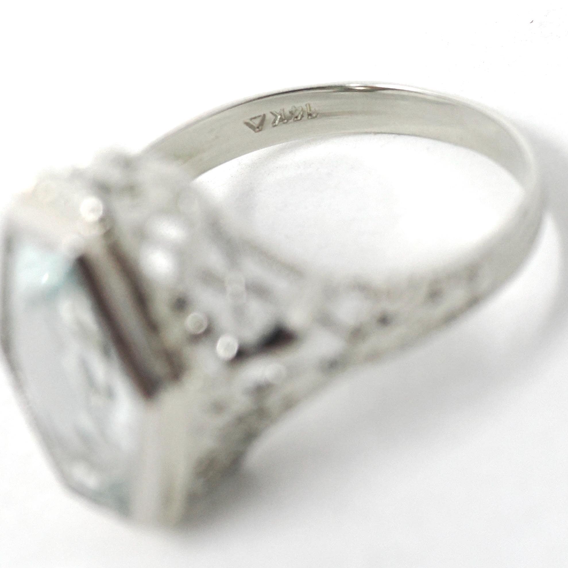Vintage Aquamarine Ring - Art Deco 14k White Gold Light Blue Hexagon Gemstone - Circa 1930s Era Size 5 1/4 Lovebird Filigree Fine Jewelry