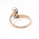 Antique Toi Et Moi Ring - Edwardian 10k Yellow Gold Natural Moonstone & Iolite Gemstone Bypass - Circa Early 1900s Size 7 1/4 Fine Jewelry