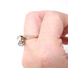 Antique Toi Et Moi Ring - Edwardian 10k Yellow Gold Natural Moonstone & Iolite Gemstone Bypass - Circa Early 1900s Size 7 1/4 Fine Jewelry
