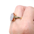 Vintage Intaglio Ring - Mid Century 14k Yellow Gold Carved Script Monogram Orange White Sardonyx Gem - Size 8 3/4 Initials JB Fine Jewelry
