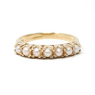 Cultured Pearl Band - Vintage 10k Yellow Gold Organic Natural Gemstone Ring - Modern Circa 1990s Era Size 6 1/2 June Birthstone Fine Jewelry