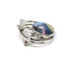 Morpho Butterfly Brooch - Art Deco Sterling Silver Blue Iridescent Wing Pin - Circa 1930s Era Tropical Palm Tree Sunset Souvenir Jewelry
