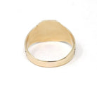 Edwardian Signet Ring - Antique 10k Yellow Gold Blank Octagonal Engravable Shield - Circa 1900s Era Size 12 Unisex Wheat Patina Fine Jewelry