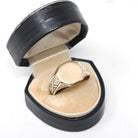 Edwardian Signet Ring - Antique 10k Yellow Gold Blank Octagonal Engravable Shield - Circa 1900s Era Size 12 Unisex Wheat Patina Fine Jewelry
