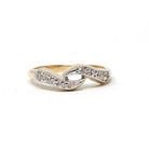 Bypass Wedding Ring - Mid Century 14k Yellow Gold Two Tone .16 CTW Antique Diamond Twist Band - Circa 1940s Size 4 1/4 Fine Bridal Jewelry