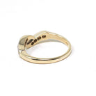Bypass Wedding Ring - Mid Century 14k Yellow Gold Two Tone .16 CTW Antique Diamond Twist Band - Circa 1940s Size 4 1/4 Fine Bridal Jewelry